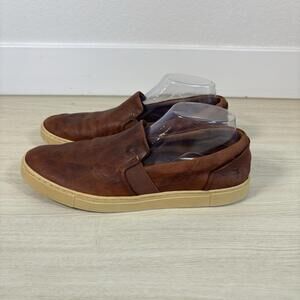 Frye Casual Slip On Shoes 10 Brown Leather Minimalist Comfort Everyday Sneaker